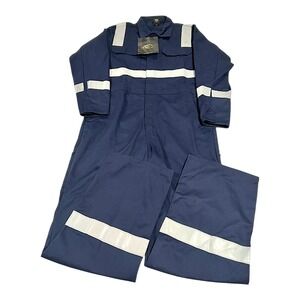 Black Stallion FR Cotton Coverall with Reflective‎ Tape Navy NWT